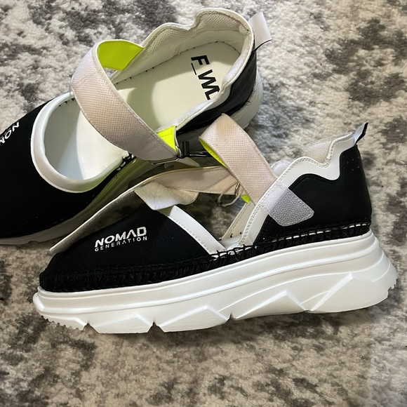 F_WD women’s platform sandal sneakers black and white nomads size 38 - Picture 3 of 15